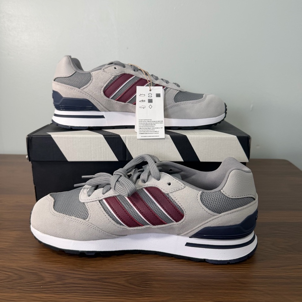 Adidas Run 80s‎ Mens Sneakers Grey Burgundy Navy ID1882 Size 8